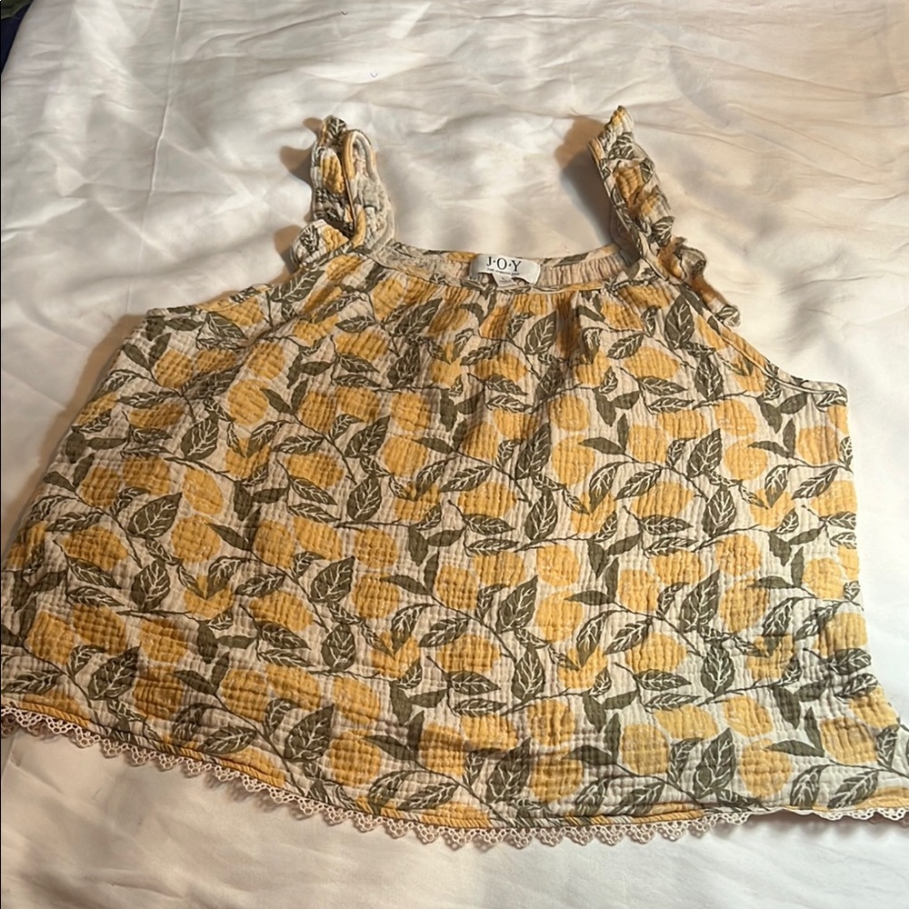 JOY Leaf Print Sleeveless Blouse size L